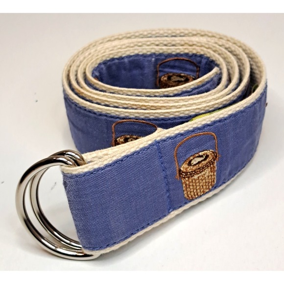 Cj Laing Accessories - CJ Laing Embroidered Fish Basket D-Ring Belt Women's Small‎ Cotton Preppy Summer